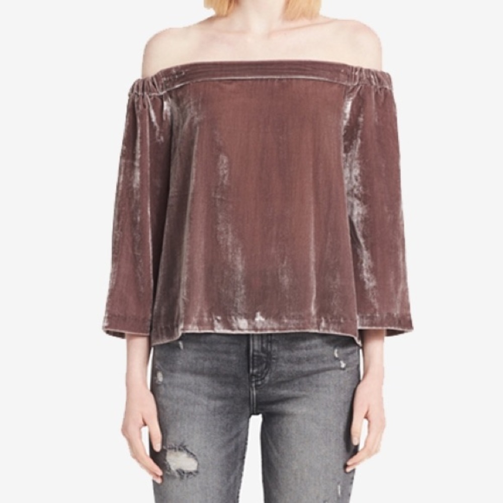 Calvin Klein Jeans Mauve Off-The-Shoulder Velvet Top - S NWT